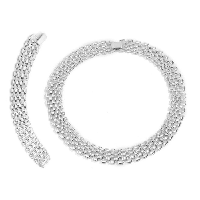 Komplet biżuterii eleganckie łańcuchy blaszki Komplet biżuterii eleganckie łańcuchy blaszki