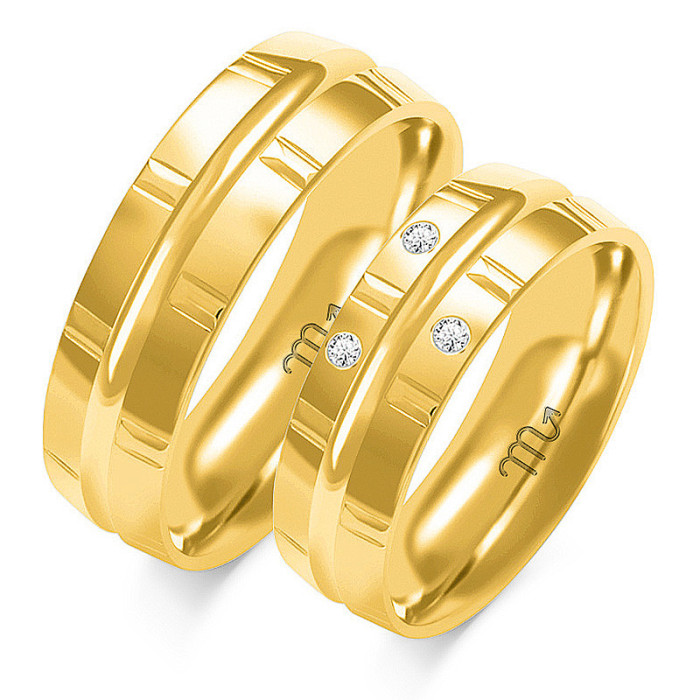 Obrączka z diamentami ślubna złota 585 z diamentem Obrączka z diamentami ślubna złota 585 z diamentem
