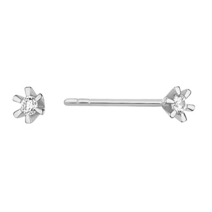 Złote kolczyki 585 kwiatuszki z diamentami białe złoto 0,04ct Złote kolczyki 585 kwiatuszki z diamentami białe złoto 0,04ct
