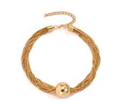 Naszyjnik choker łańcuszki z dużą kulką