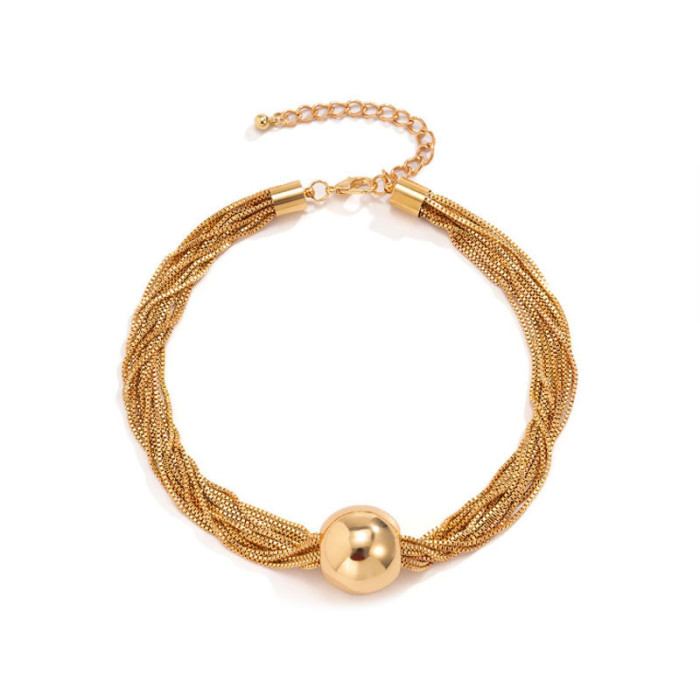 Naszyjnik choker łańcuszki z dużą kulką Naszyjnik choker łańcuszki z dużą kulką