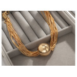 Naszyjnik choker łańcuszki z dużą kulką