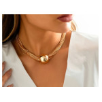 Naszyjnik choker łańcuszki z dużą kulką