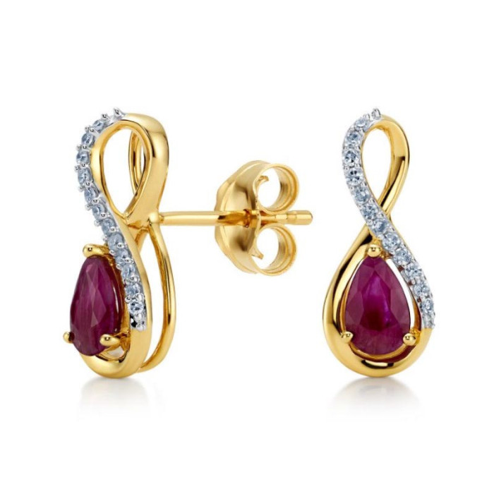 Złote kolczyki 585 INFINITY RUBIN I DIAMENTY 1,34g Złote kolczyki 585 INFINITY RUBIN I DIAMENTY 1,34g