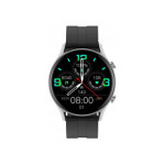Zegarek Smartwatch czarny silikonowy pasek srebrna koperta