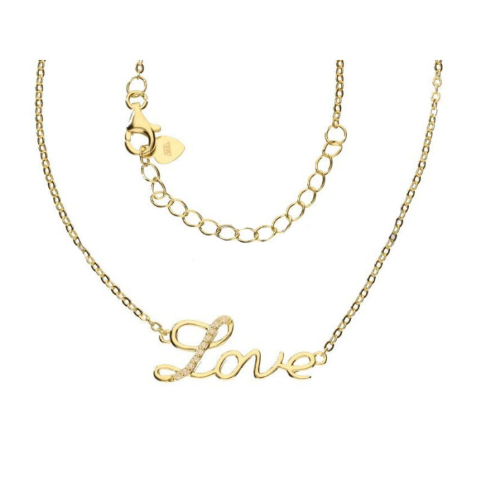 Srebrny złocony naszyjnik 925 z napisem love 2,20g Srebrny złocony naszyjnik 925 z napisem love 2,20g