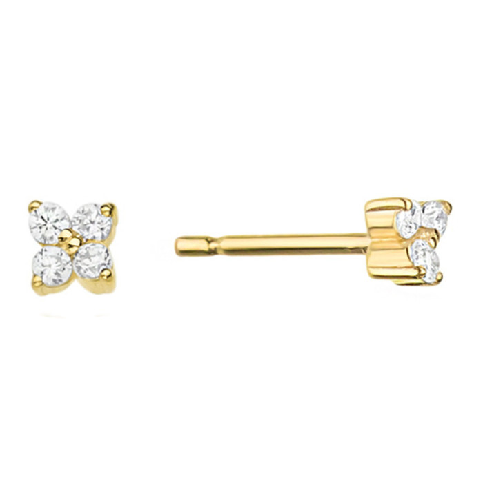 Złote kolczyki 585 kwiatuszki z diamentami brylantami 0,09ct Złote kolczyki 585 kwiatuszki z diamentami brylantami 0,09ct