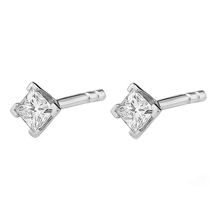 Kolczyki z białego złota 585 kwadratowe z diamenciki Kolczyki z białego złota 585 kwadratowe z diamenciki