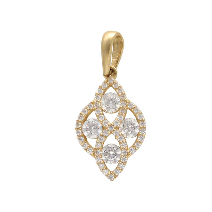 Złota zawieszka 585 elegancka zdobiona cyrkoniami 1,42 g Złota zawieszka 585 elegancka zdobiona cyrkoniami 1,42 g