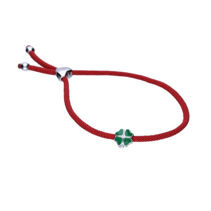 Srebrna bransoletka 925 sznurek koniczyna 4,59g Srebrna bransoletka 925 sznurek koniczyna 4,59g