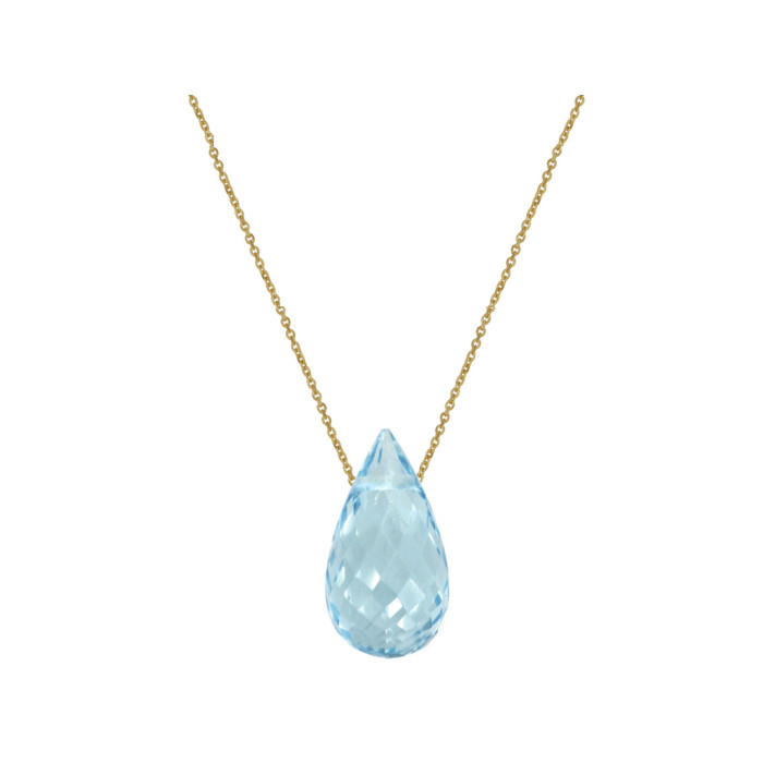 Złoty naszyjnik 375 łańcuszek ankier z łezką Topaz Sky blue Złoty naszyjnik 375 łańcuszek ankier z łezką Topaz Sky blue
