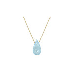 Złoty naszyjnik 375 łańcuszek ankier z łezką Topaz Sky blue