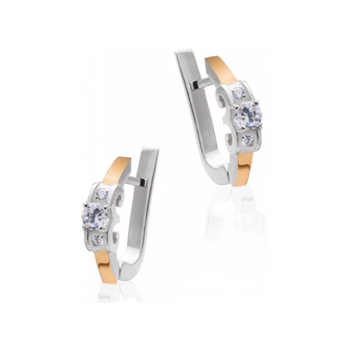 Srebrne kolczyki 925 ELEGANCKIE ZE ZŁOTĄ BLASZKĄ 3,65g Srebrne kolczyki 925 ELEGANCKIE ZE ZŁOTĄ BLASZKĄ 3,65g
