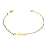 Srebrna złocona bransoletka 925 Z NAPISEM DREAM 2,05g