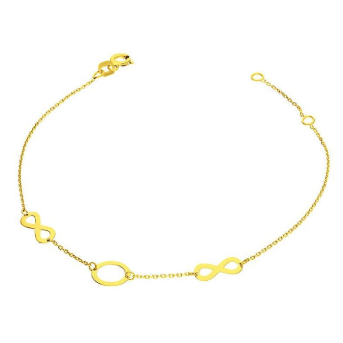 Złota bransoletka 375 OPONKA I DWA RAZY INFINITY 0,67g Złota bransoletka 375 OPONKA I DWA RAZY INFINITY 0,67g