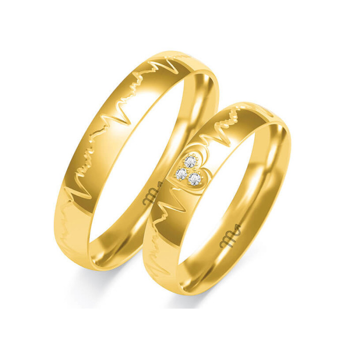 Obrączka z diamentami ślubna linia życia złota 333 Obrączka z diamentami ślubna linia życia złota 333