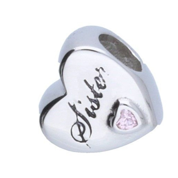 Srebrna zawieszka 925 bead serce dla siostry 2,38g