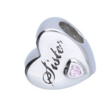 Srebrna zawieszka 925 bead serce dla siostry 2,38g