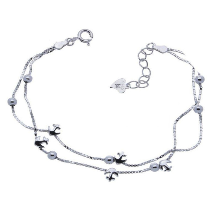 Srebrna bransoletka 925 kotwice i kuleczki 2,88g Srebrna bransoletka 925 kotwice i kuleczki 2,88g