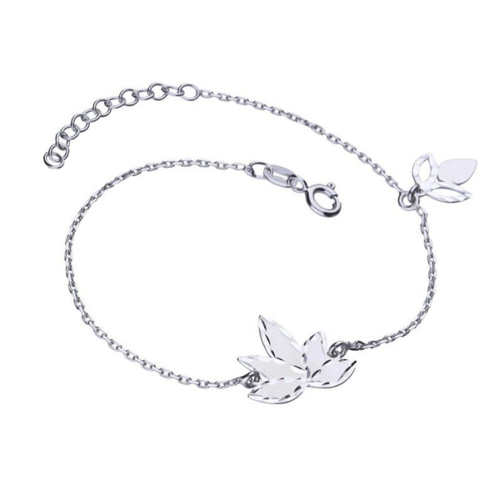 Srebrna bransoletka 925 diamentowany liść 1,96g Srebrna bransoletka 925 diamentowany liść 1,96g