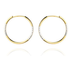 Złote kolczyki 585 diamentowane kółka 24,0 mm