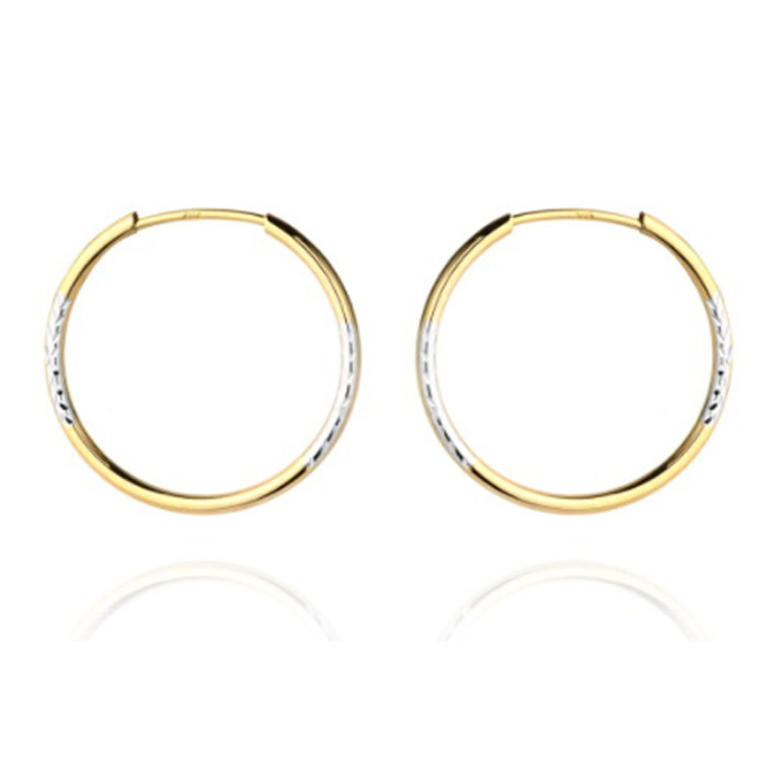 Złote kolczyki 585 diamentowane kółka 24,0 mm Złote kolczyki 585 diamentowane kółka 24,0 mm