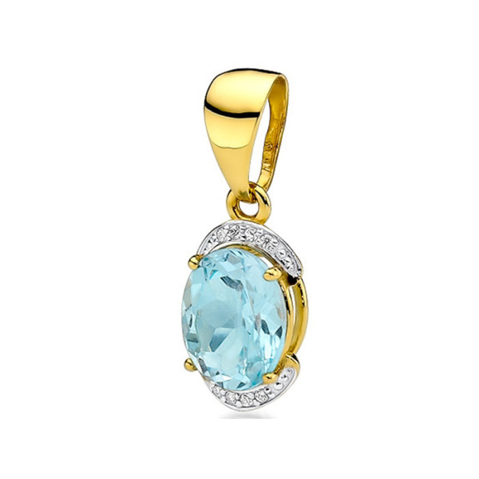 Złota przywieszka 585 topaz brylanty Złota przywieszka 585 topaz brylanty