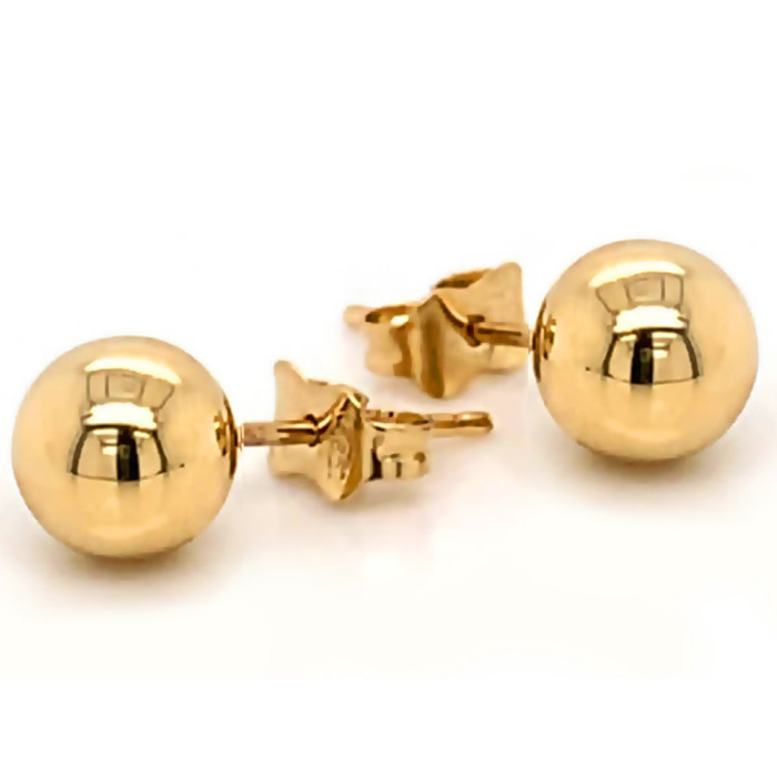 Złote kolczyki 585 kuleczki 7mm sztyft 1,38g Złote kolczyki 585 kuleczki 7mm sztyft 1,38g