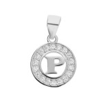 Srebrna zawieszka 925 literka P w kole 1,10g