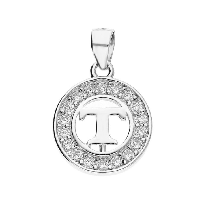 Srebrna zawieszka 925 literka T w kole 1,1g
