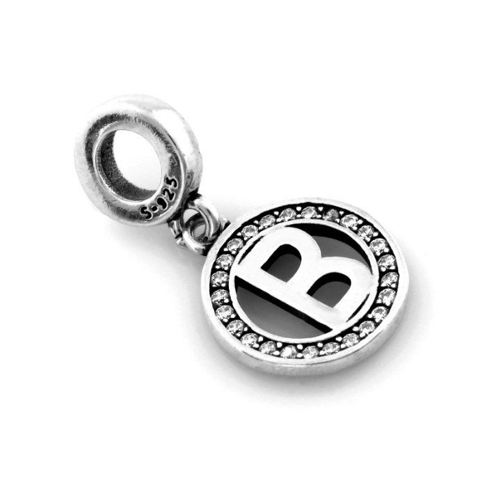 Srebrna zawieszka 925 LITERKA B Z CYRKONIAMI 2,24g