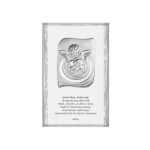 Srebrny obraz na białym drewnie z Modlitwą 13,5x21cm