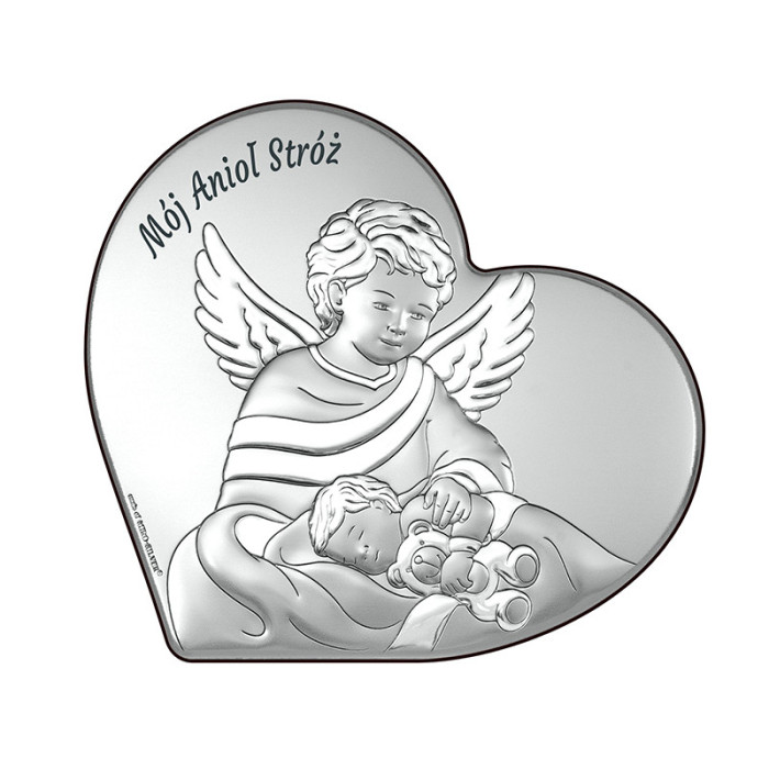 Srebrny obraz mój anioł stróż 14x15,5cm grawer Srebrny obraz mój anioł stróż 14x15,5cm grawer