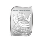 Srebrny obraz z Aniołem Stróżem 7,5x10cm grawer