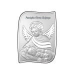 Obraz ze srebra na chrzest z aniołem 9.6x13cm grawer