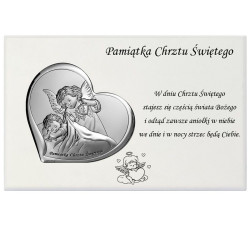 Srebrny obraz na drewnie 18x11,5cm Anioł chrzest