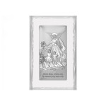 Srebrny obraz z aniołem stróżem 9x15,5cm chrzest