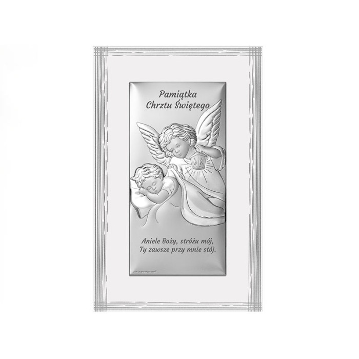 Srebrny obrazek na chrzest 9x15,5cm anioł Srebrny obrazek na chrzest 9x15,5cm anioł