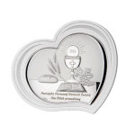 Srebrny obraz serce  14x12cm chrzest komunia