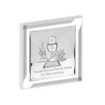 Srebrny obraz 12x12cm chrzest na komunie