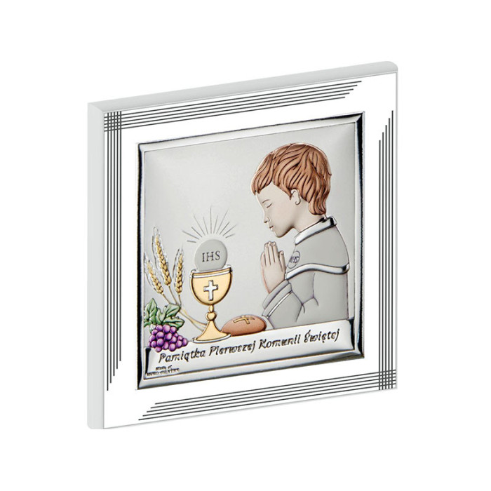 Srebrny obraz chłopiec 12x12cm chrzest komunie Srebrny obraz chłopiec 12x12cm chrzest komunie