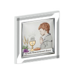 Srebrny obraz chłopiec 17x17cm chrzest komunie