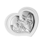 Srebrny obrazek serce z aniołkiem 19x16cm chrzest