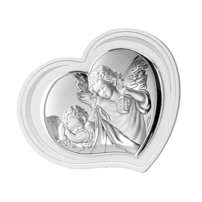 Srebrny obrazek serce anioł 23x19cm chrzest Srebrny obrazek serce anioł 23x19cm chrzest