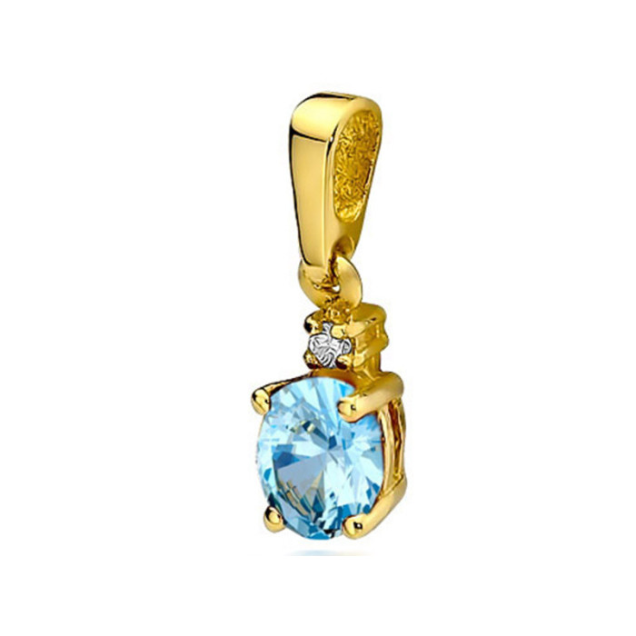 Złota przywieszka 585 topaz diament s Złota przywieszka 585 topaz diament s