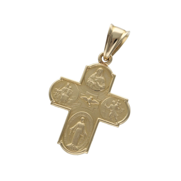 Złota zawieszka 585 Jezus krzyż z białym złotem chrzest 4,18g Złota zawieszka 585 Jezus krzyż z białym złotem chrzest 4,18g