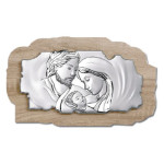 Srebrny nowoczesny obraz 25,7x15,4cm Św. rodzina drewno