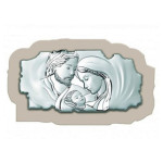 Srebrny nowoczesny obraz 25,7x15,4cm Św. rodzina drewno