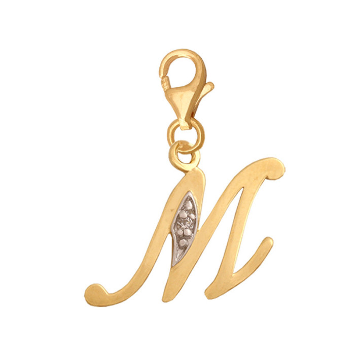 Złota zawieszka 585 charms literka z cyrkoniami Złota zawieszka 585 charms literka z cyrkoniami