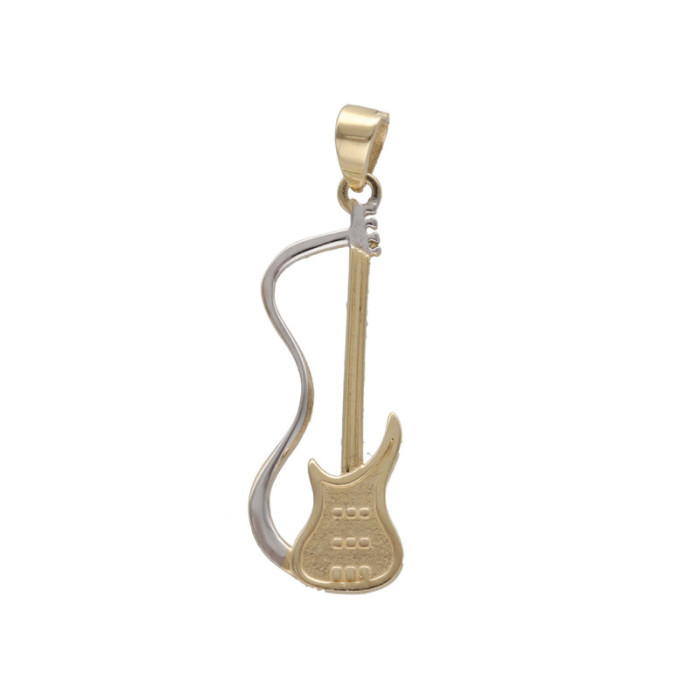 Złota przywieszka 585 gitara z białym złotem 1,34g Złota przywieszka 585 gitara z białym złotem 1,34g